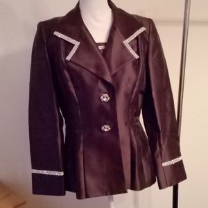 Lily & Taylor dressy jeweled brown blazer jacket